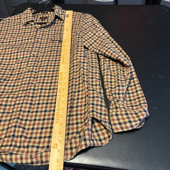 J. Crew Gingham Tan Maroon Blue Cashmere Blend Button Down Flannel Shirt Size L - Picture 4 of 7